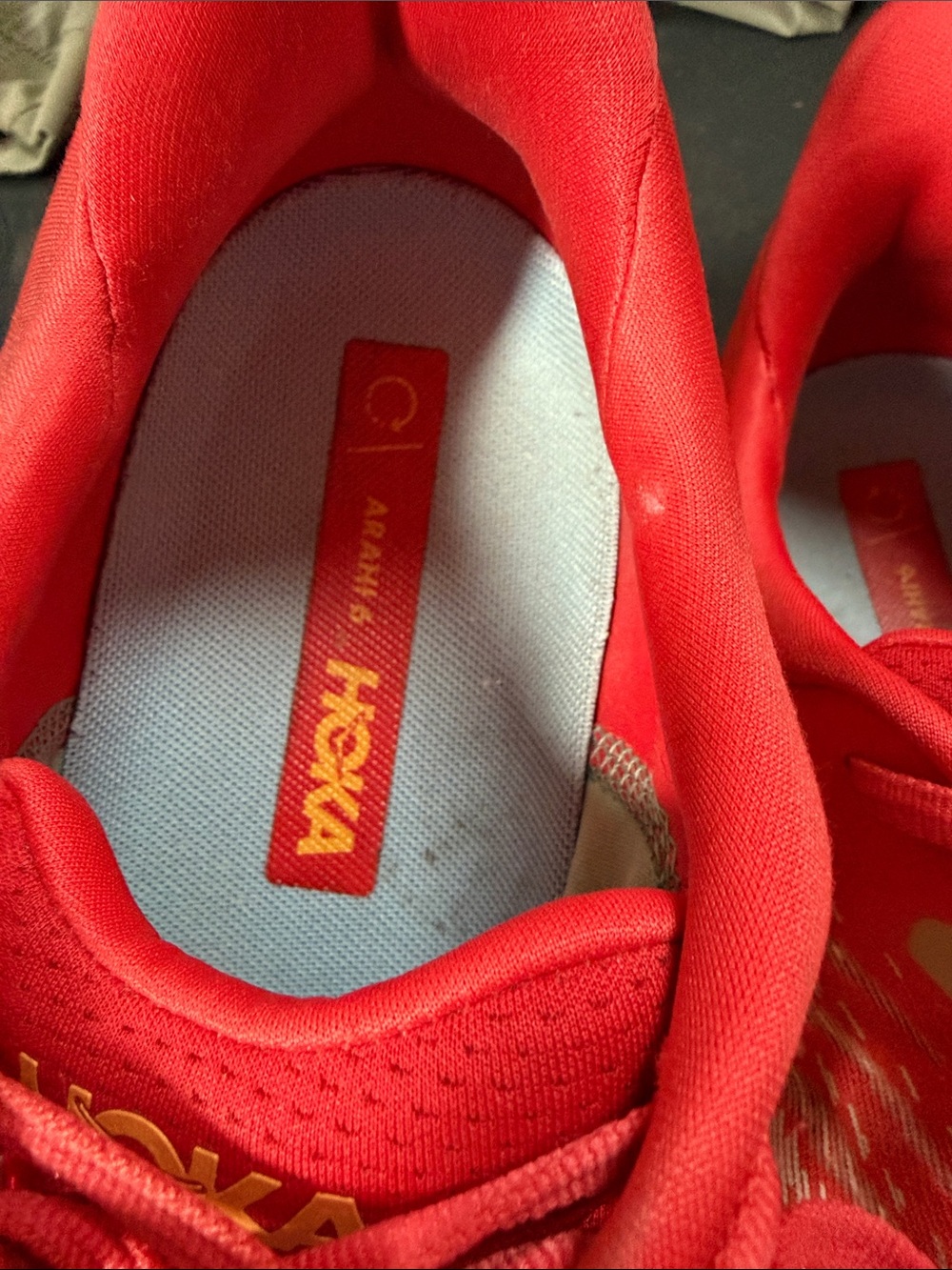 Hoka Men’s Red Athletic Shoes with Yellow Midsole - Picture 3 of 16